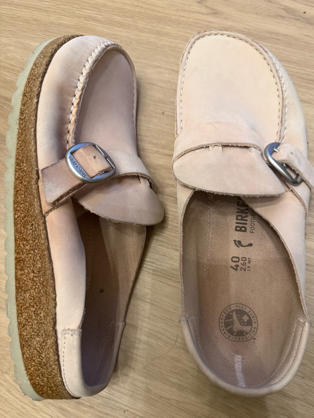 Birkenstock Buckley Clogs Suede Light Pink Sz 40 Narrow